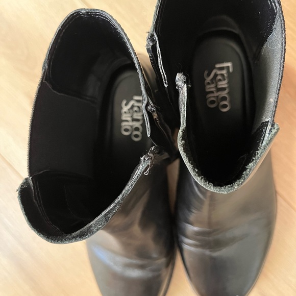 Franco Sarto Carian Black Leather Chelsea Ankle Boots lug sole booties - Picture 6 of 13